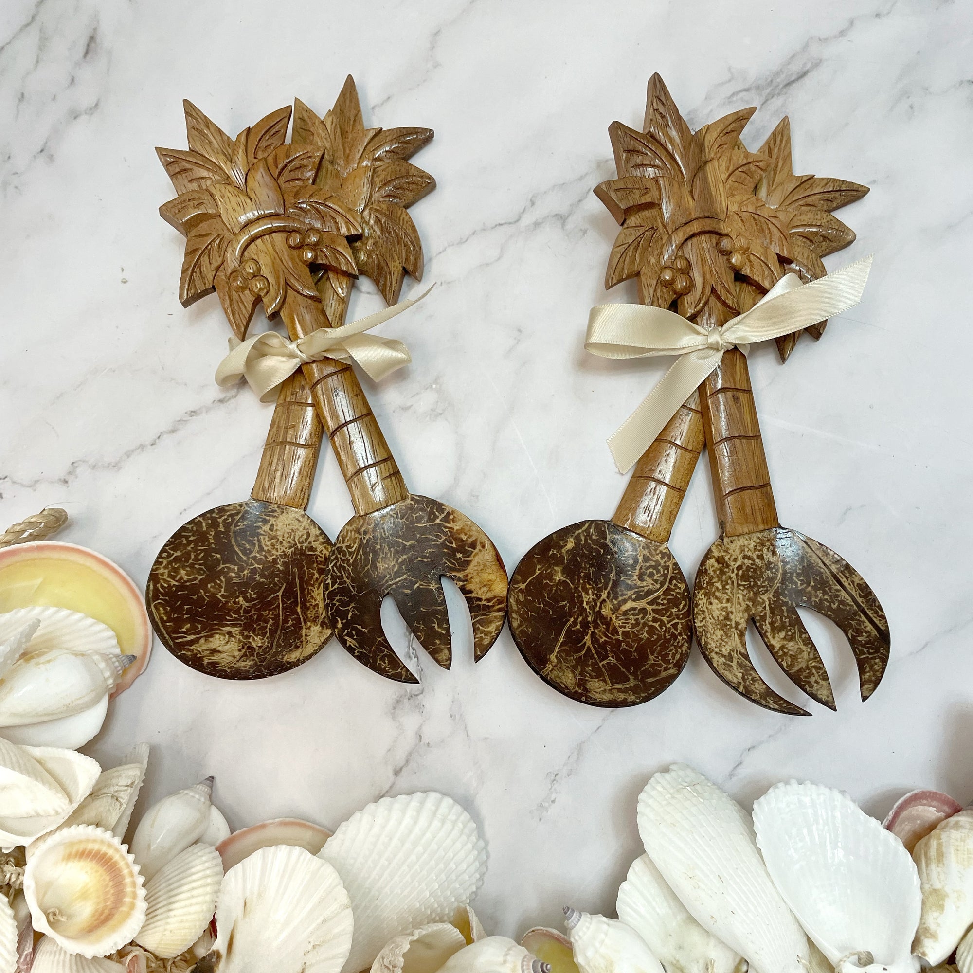 Coconut and Timber Salad Servers