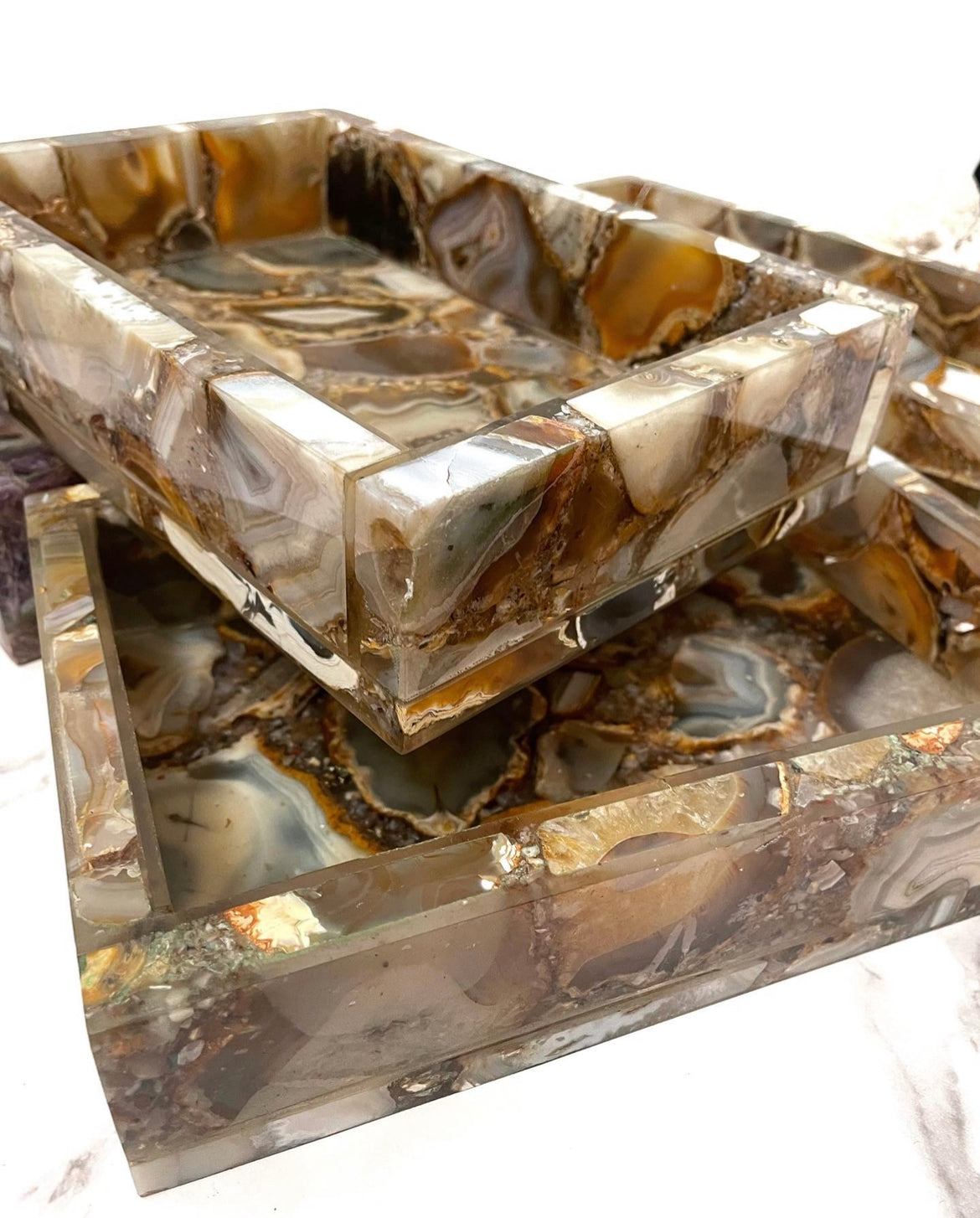 Natural Agate Stone Crystal Tray