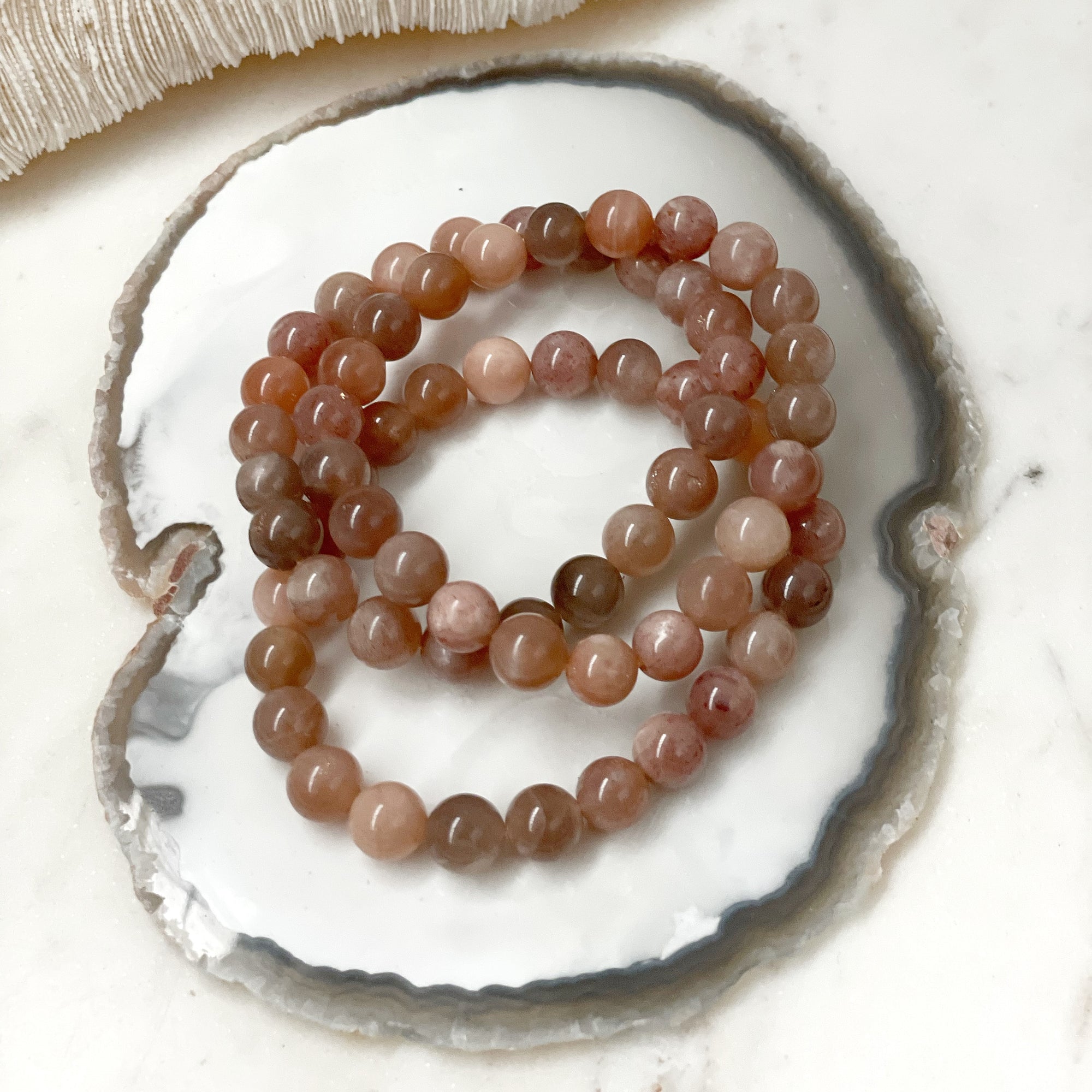 Crystal Precious Stone Wellness Bracelet - Peach Moonstone