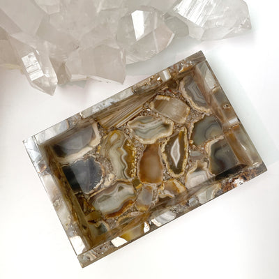 Natural Agate Stone Crystal Tray