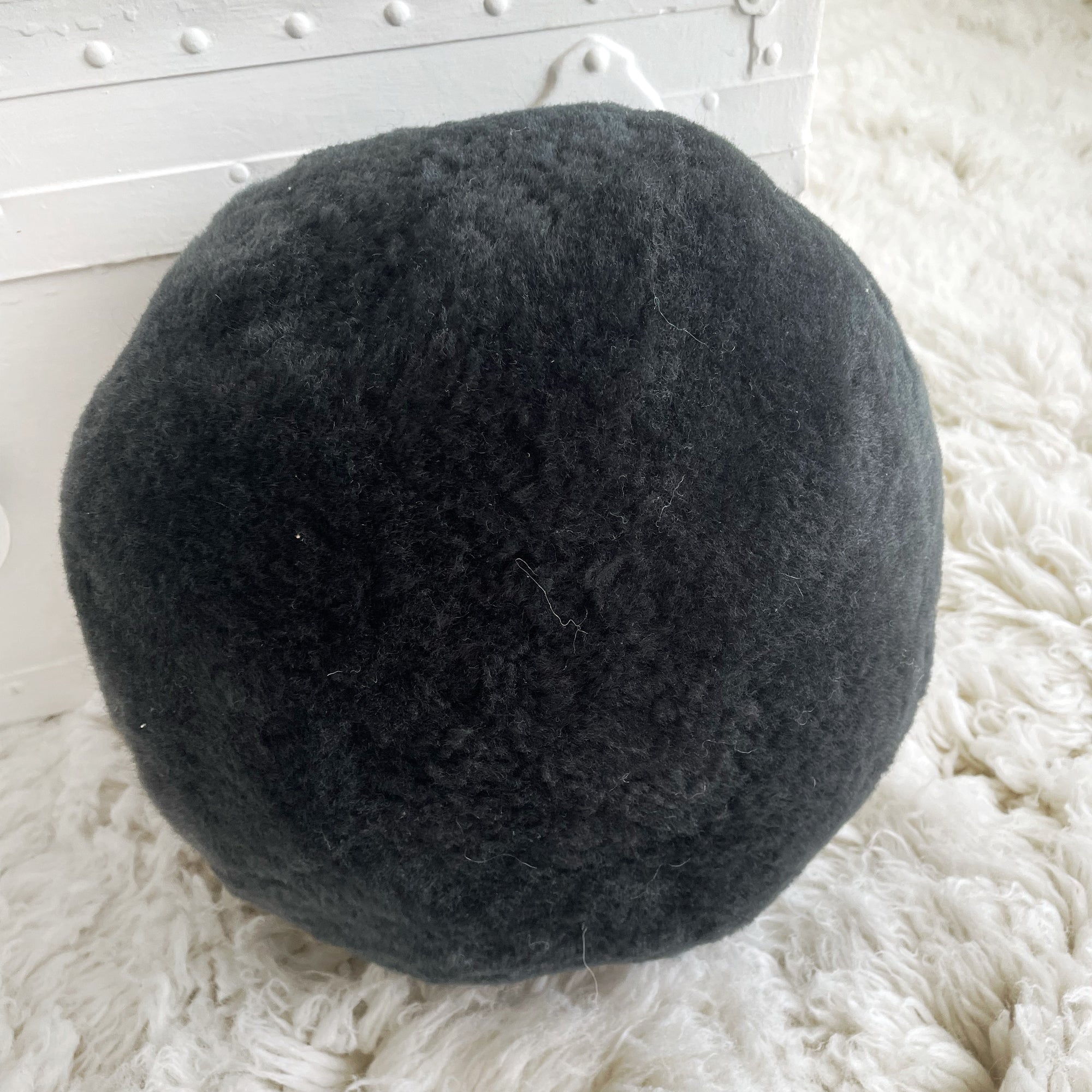 Genuine Australian Merino Short Sheepskin Ball Cushion Bauble - Steel