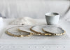 Gold Trim Fine Polished White Agate Coasters - Set 2