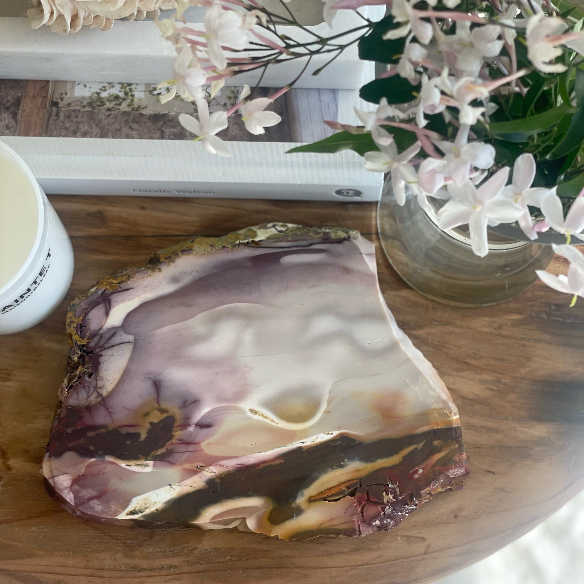 Thick Cut Natural Mookaite (Australian Jasper) Crystal Slab Platter Tray V