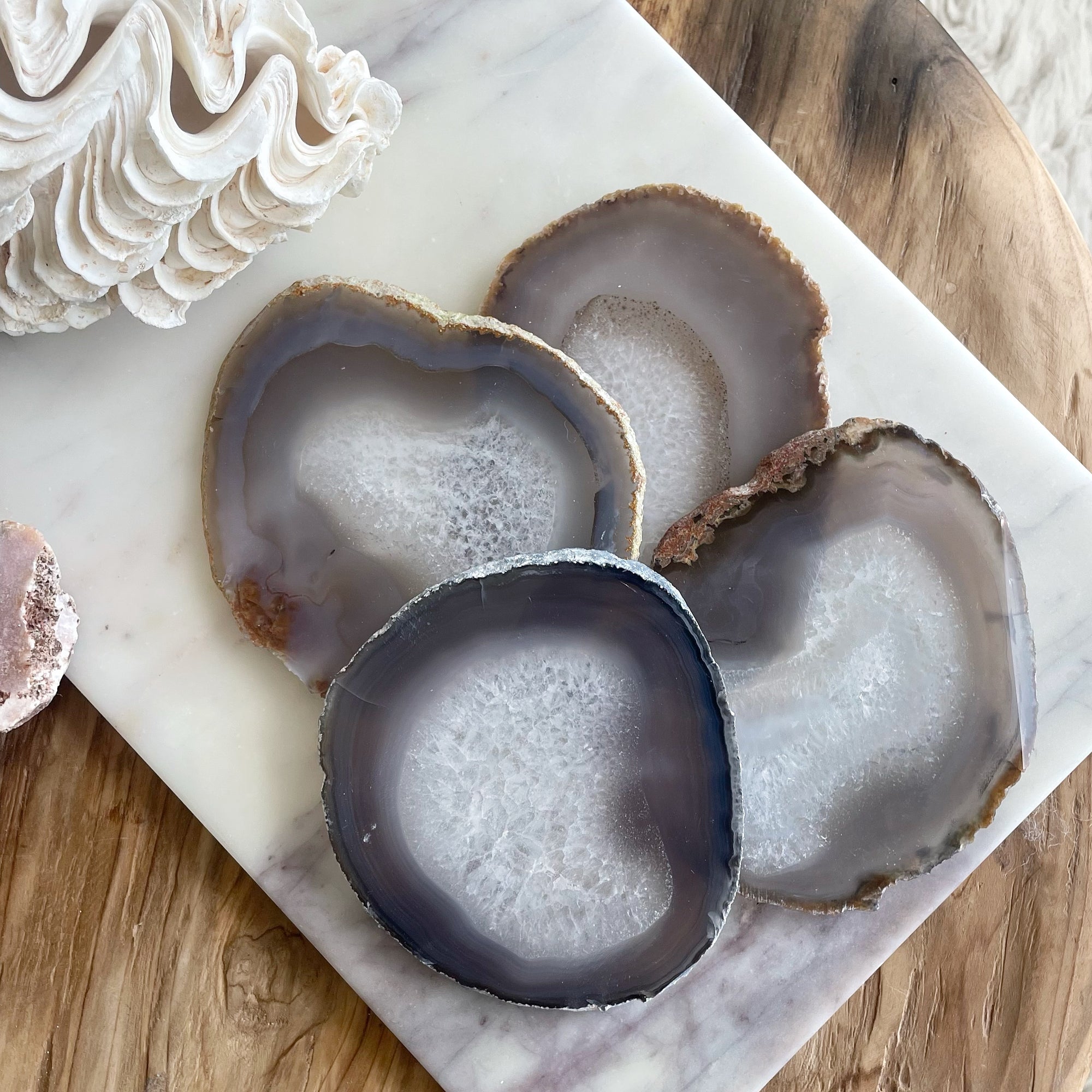 Polished Agate Coasters Natural Set 4