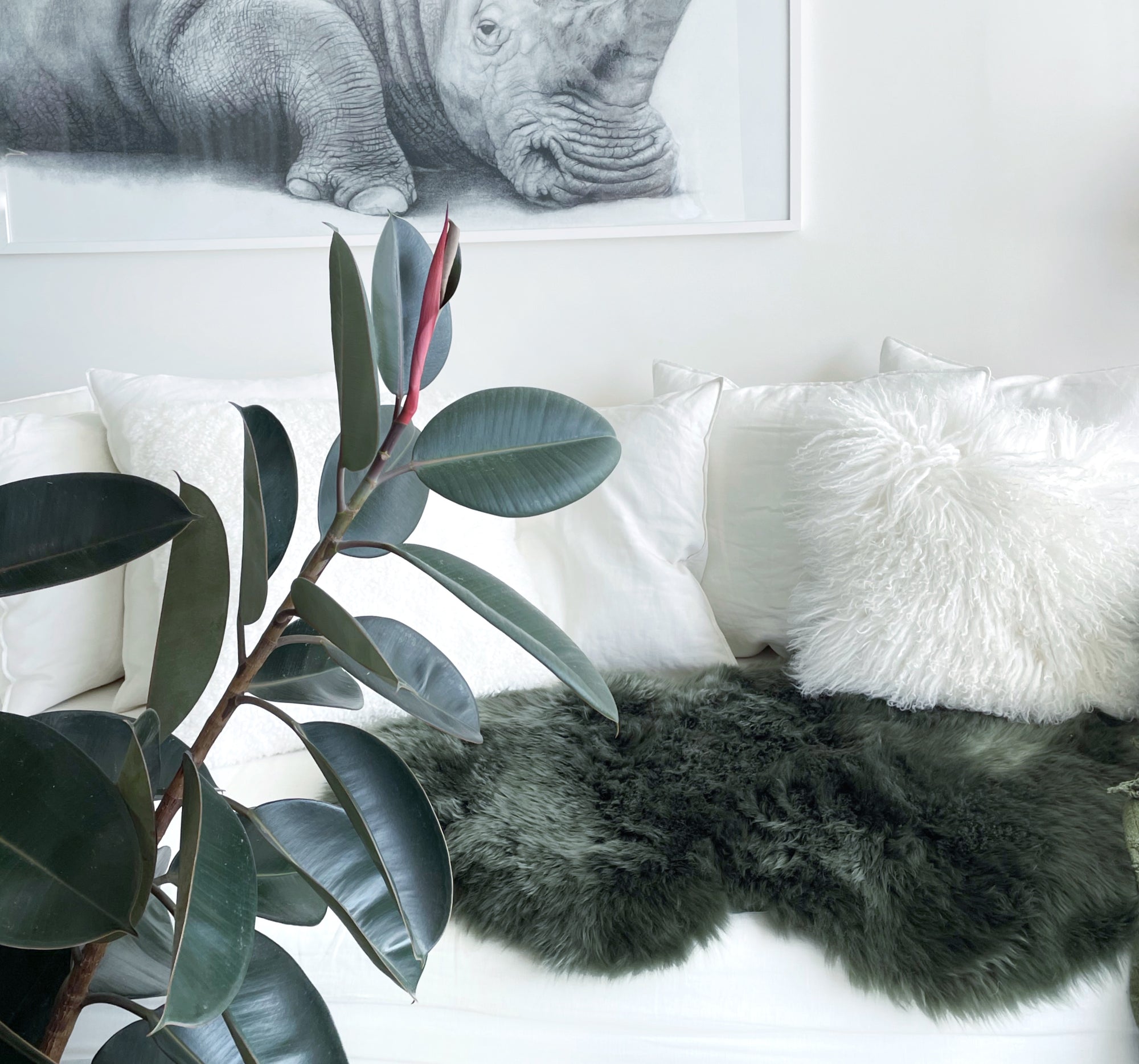 Genuine Australian Merino Sheepskin Floor Area Rug - Moss Green