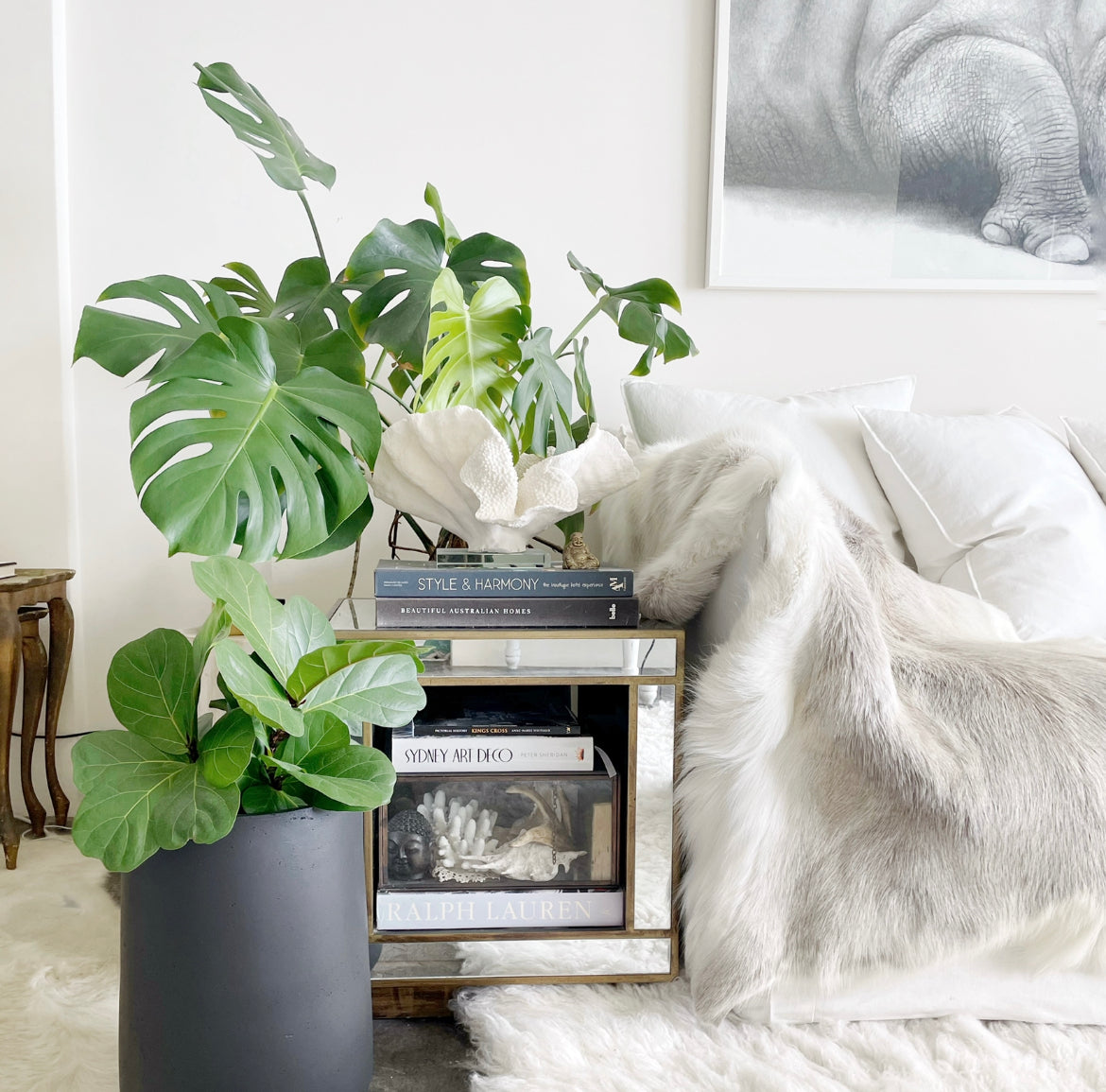 Reindeer Throw Blanket Rug - Natural Light