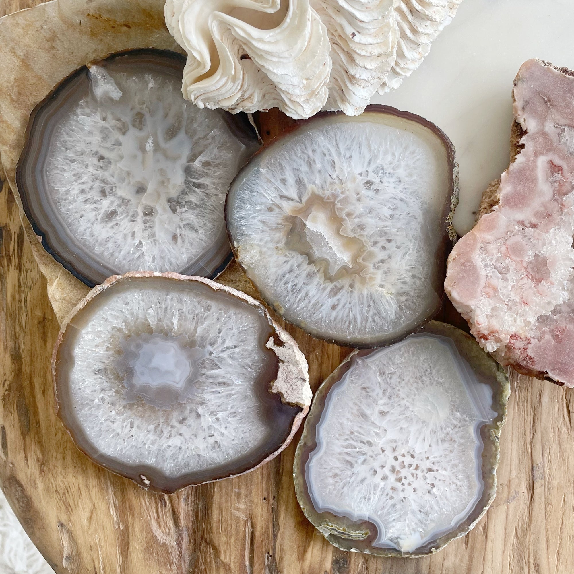 Polished Agate Coasters Natural Set 4