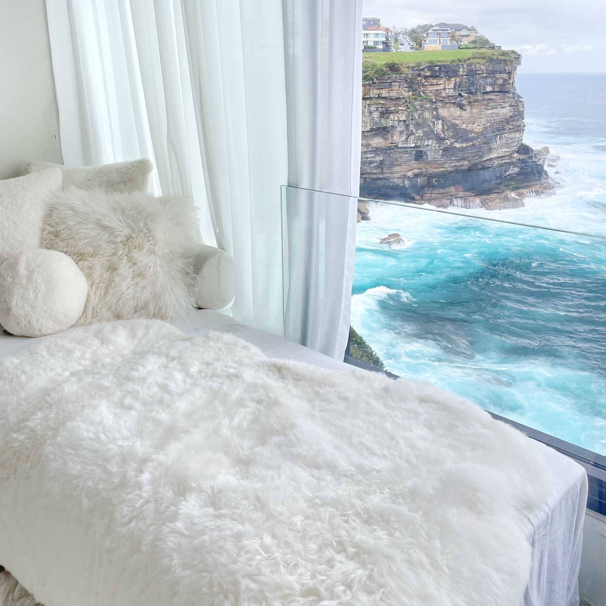 Icelandic Shorn Sheepskin Large Throw / Floor Rug - Natural White