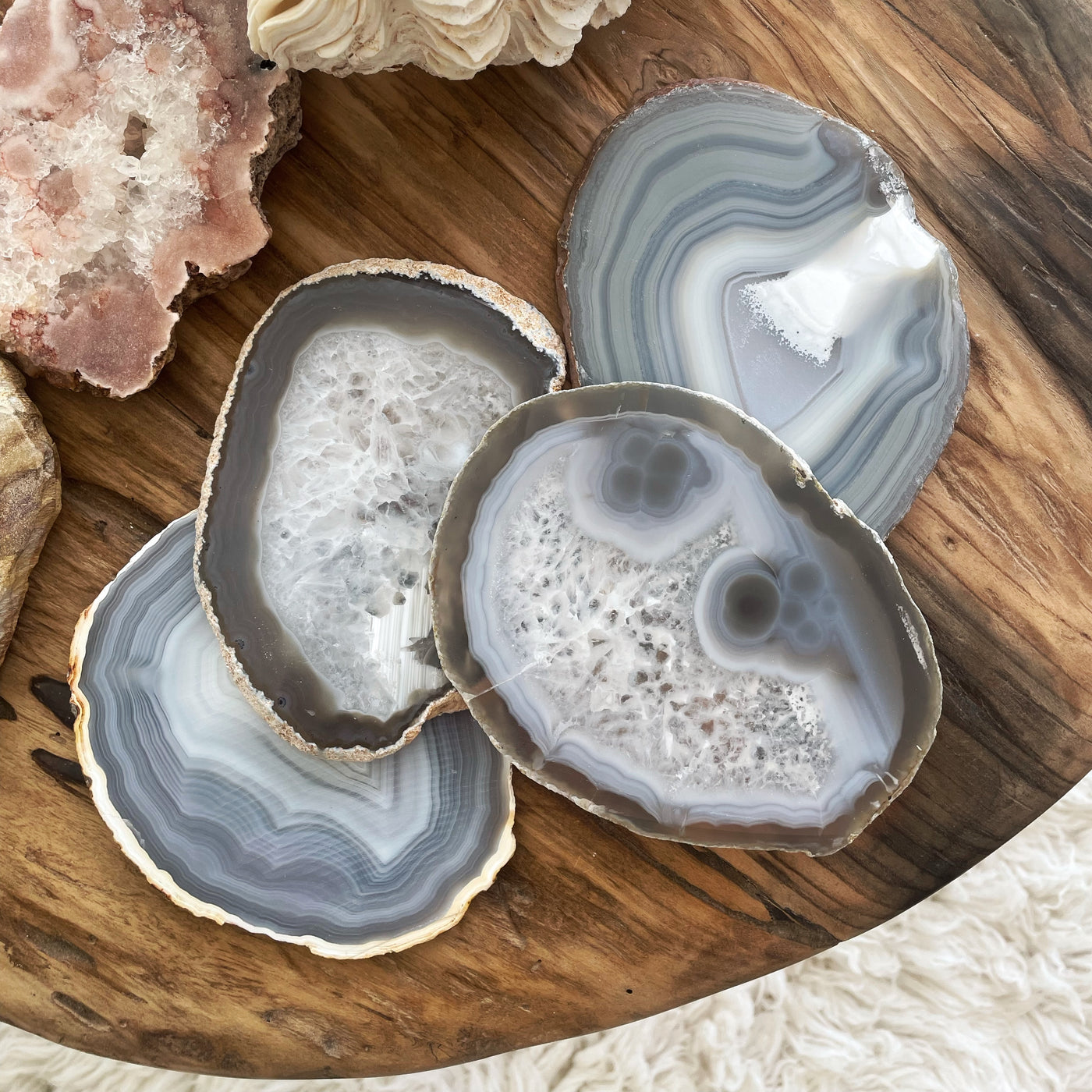 Polished Agate Coasters Natural Set 4