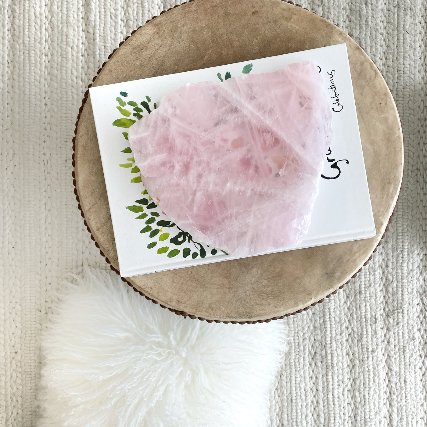 Thick Cut Natural Rose Quartz Crystal Slab B