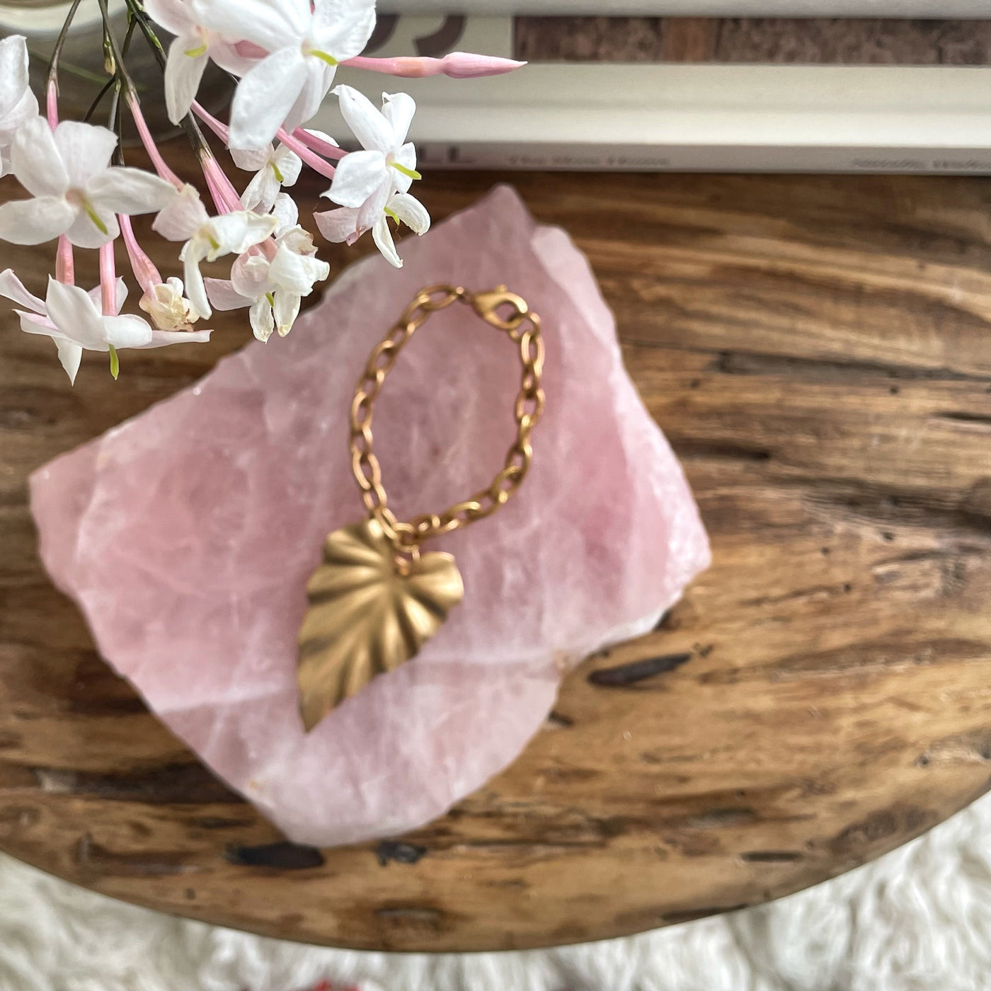 Thick Cut Natural Rose Quartz Crystal Slab Platter Tray III