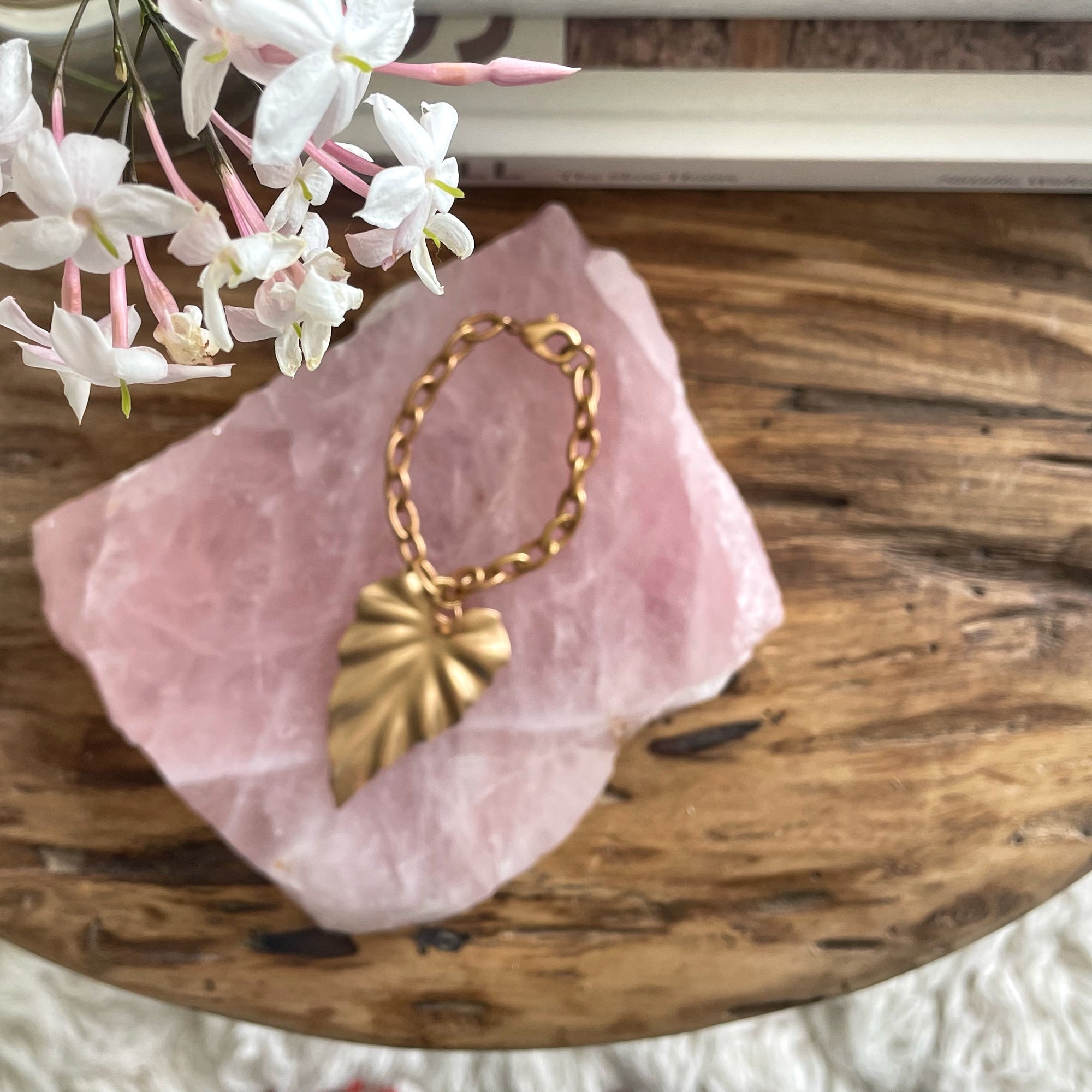 Thick Cut Natural Rose Quartz Crystal Slab Platter Tray III