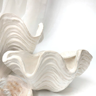 Ceramic Faux Giant Clamshell Clam Decor Sculpture Bowl 17 CM