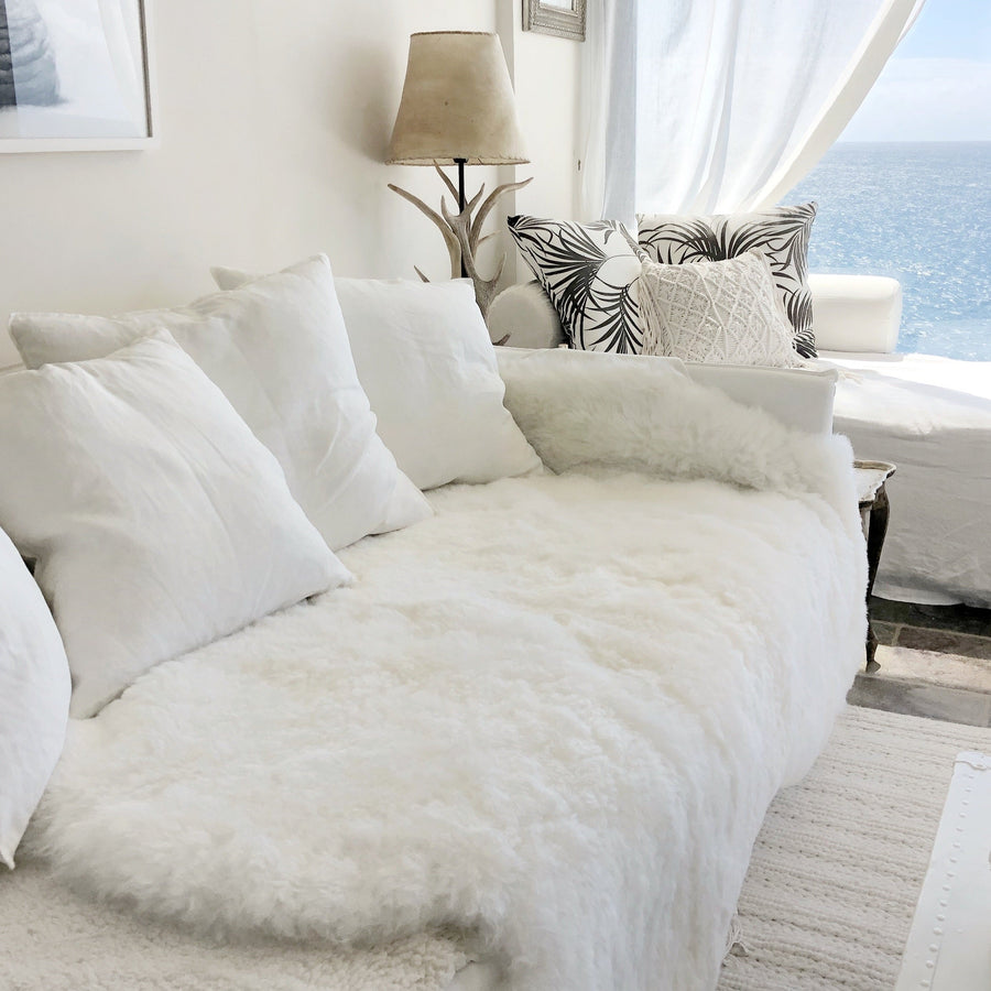 Icelandic Shorn Sheepskin Large Throw / Floor Rug - Natural White