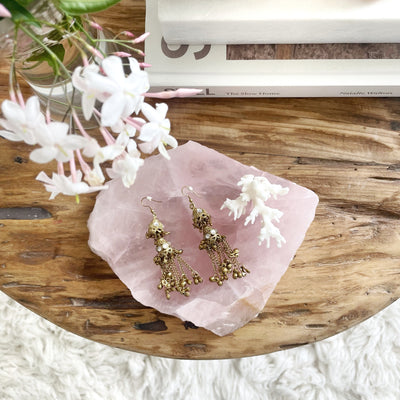 Thick Cut Natural Rose Quartz Crystal Slab Platter Tray V