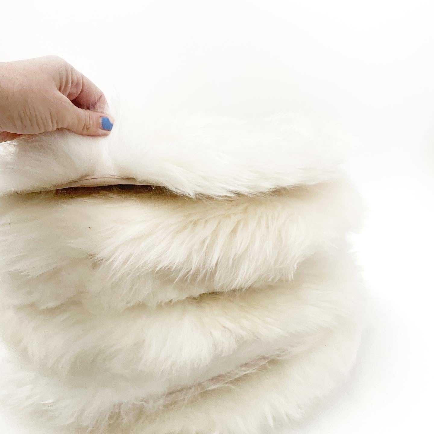 Genuine Australian Merino Sheepskin Round Dining Chair Seat Cover - Ivory