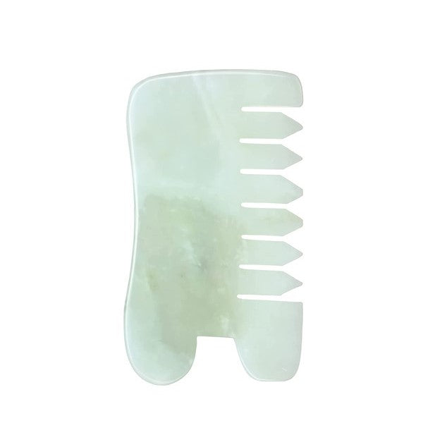 Jade Gua Sha Massage Comb Face,Hair & Scalp Scraping Contour Stone
