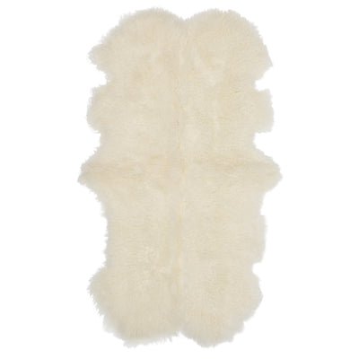 Real Tibetan Fur Mongolian Lambskin Sheepskin - Large Throw Floor Area Rug - Ivory