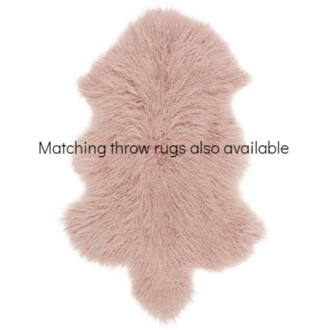 Real Tibetan Fur Mongolian Lambskin Sheepskin Cushion - Rose