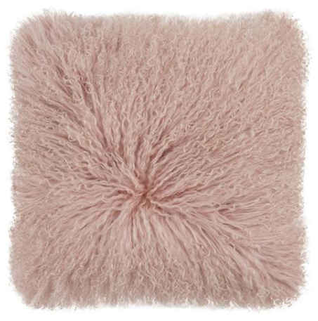 Real Tibetan Fur Mongolian Lambskin Sheepskin Cushion - Rose