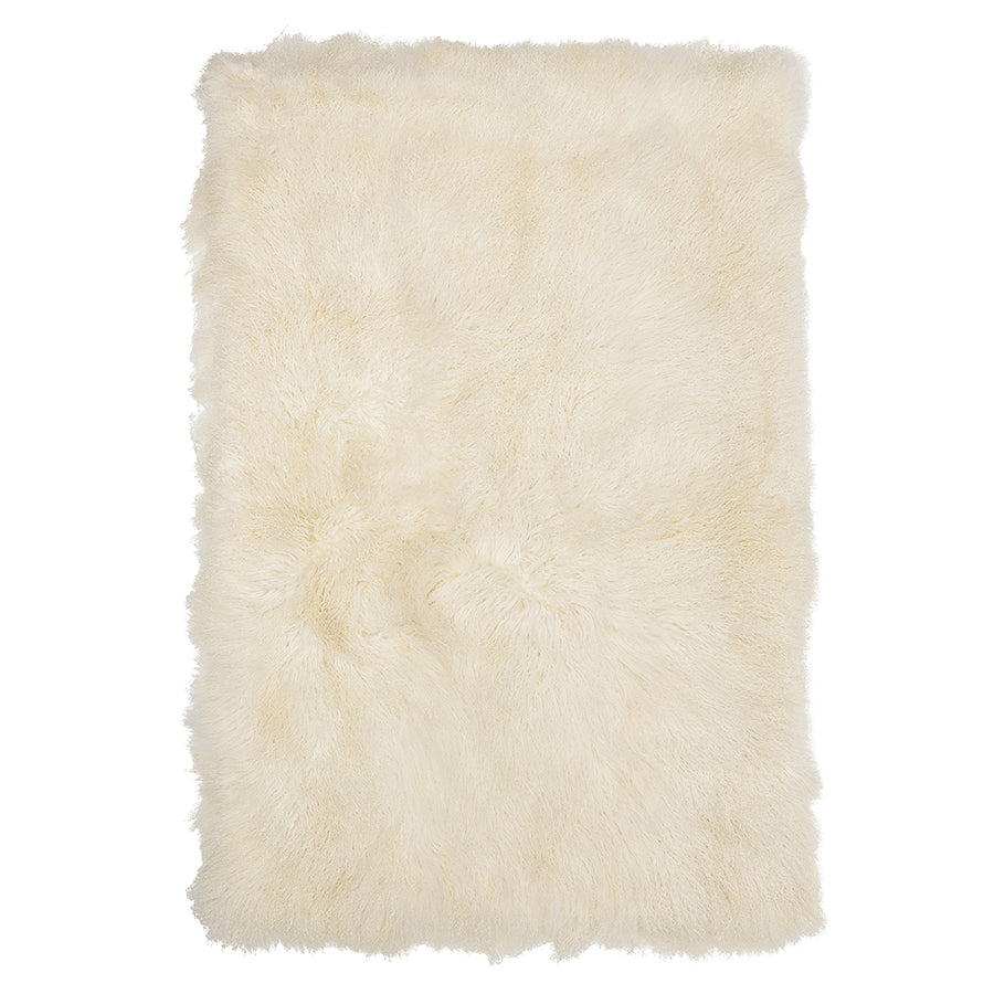 Real Tibetan Fur Mongolian Lambskin Sheepskin Throw Rug Blanket Ivory