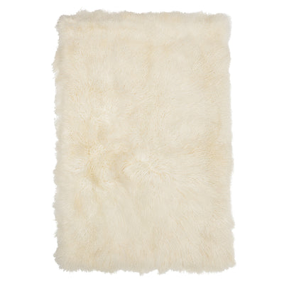 Real Tibetan Fur Mongolian Lambskin Sheepskin Throw Rug Blanket Ivory