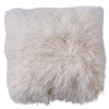 Real Tibetan Fur Mongolian Lambskin Sheepskin Cushion - Ivory